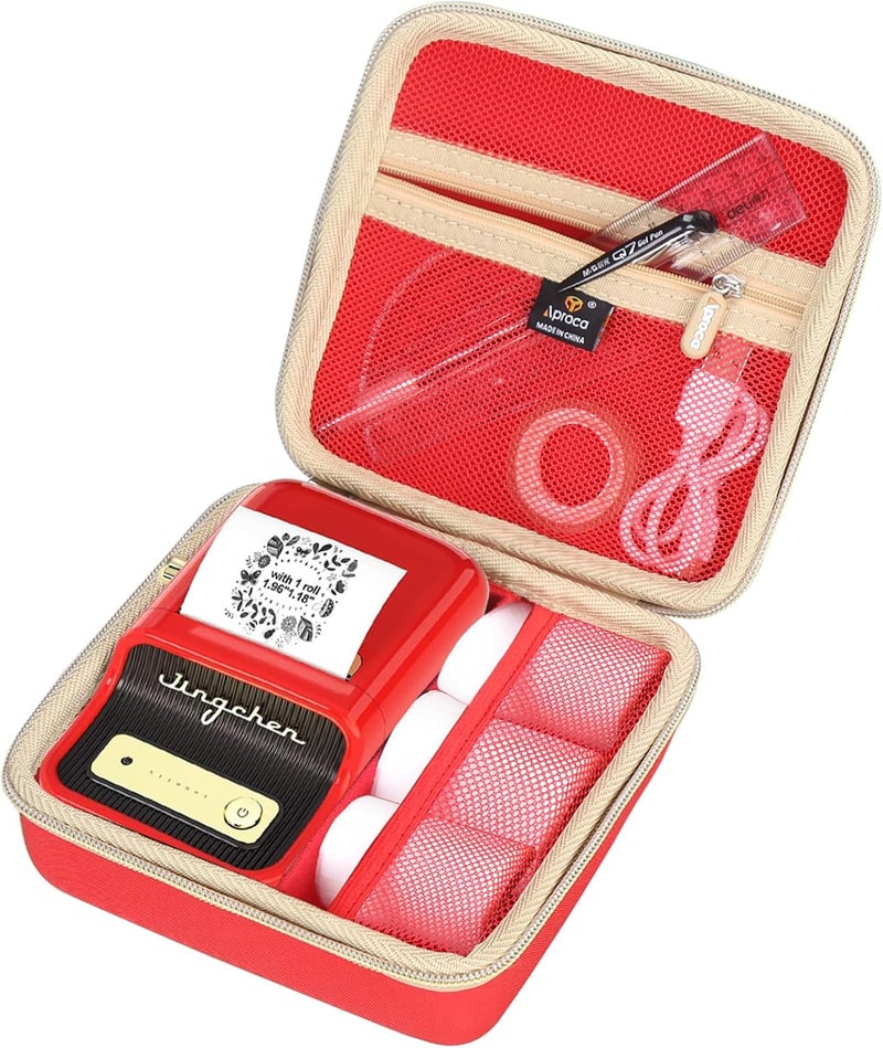 Aproca حافظة متوافقة مع طابعة الملصقات الحرارية NIIMBOT B21، حقيبة تخزين محمولة للإكسسوارات - أحمر (حافظة فقط) - Image 1